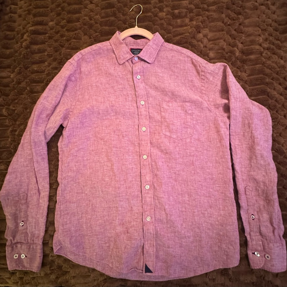 UNTUCKit Laleure Mauve Red Long Sleeve Button Up Wrinkle Resistant